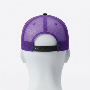 Men's <b>Purple</b> Lime Green Trucker Cap Custom Embroidered Logo Mesh Back Baseball <b>Hat</b> Adjustable Two Tone Streetwear - Product Image 4