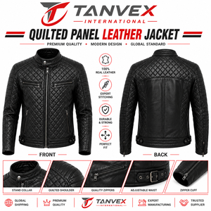 เสื้อแจ็คเก็ตบอมเบอร์หนังแท้สำหรับผู้ชาย TANVEX คอตั้ง สไตล์นักขี่มอเตอร์ไซค์ ปิดด้วยซิป ทนทาน กระชับพอดีตัว เหมาะสำหรับใส่ในฤดูใบไม้ร่วง - Product Image 5