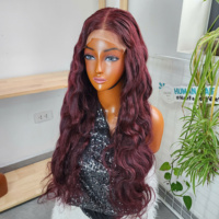 Perruques de cheveux humains vierges vietnamiens non-Remy, ondulées, avec dentelle transparente, pré-épilées, densité 200, HD, sans colle