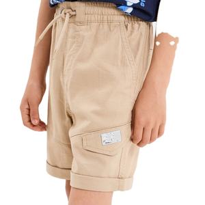 Shorts cargo Bermuda tendance pour garçons, coupe classique, 100 % coton respirant, multi-poches, décontractés, été, taille élastique pour enfants - Product Image 5