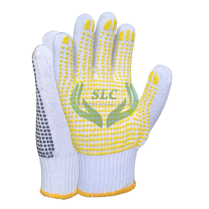 Gants en coton blanc Optimal Bleach pour une sécurité accrue, antidérapants avec des points, protection confortable des mains pour une utilisation industrielle - Product Image 1