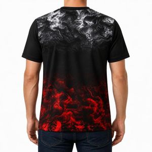 T-shirt personnalisé pour homme à séchage rapide avec imprimé feu et fumée, vêtement de sport d'été respirant en polyester, tee-shirt graphique par sublimation - Product Image 2