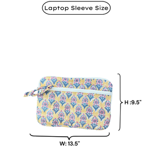 Quilted Cotton <b>Laptop</b> <b>Sleeve</b> 13/15 Inch Zippered Closure Luxurious Modern Travel Fashionable Elegant Vintage Jaipur Block Print - Product Image 6