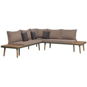 Ensemble de canapés en bois d'acacia massif, en acier et polyester, marron et gris, pour jardin, élégant et durable - Product Image 2