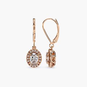 Boucles d'oreilles pendantes en or massif 14 carats avec halo ovale de diamants de laboratoire 1,60 carat au total, style filigrane vintage, cadeau idéal pour la mariée, la mère ou la femme, pour un mariage - Product Image 4