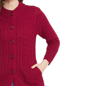 Suéter de Punto Trenzado para Mujer, Personalizado al por Mayor, Cómodo, de Manga Larga, Suave y Ligero, para Otoño e Invierno, Informal, con Botones, Tipo Cárdigan - Product Image 5