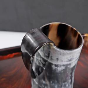 Mug rustique artisanal en corne naturelle, style viking, pour bière, café, cadeau unique pour la maison et le bar - Product Image 3