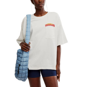 เสื้อยืดสตรีทแวร์ผู้หญิงสั่งทำขายส่ง พิมพ์โลโก้ตามสั่ง ผ้าฝ้าย 100% น้ำหนักเบา ทรงปกติ แขนสั้น ระบายอากาศได้ดี - Product Image 1