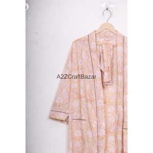 Kimono de Algodón Hecho a Mano con Estampado Floral, Transpirable, Ligero, para Verano e Invierno, Estilo Casual, Largo, para Dormir - Product Image 3