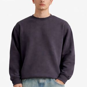 Sweat-shirt en molleton uni pour homme, 100 % coton, haute qualité, col rond, manches longues, hiver, décontracté, logo personnalisé. - Product Image 2