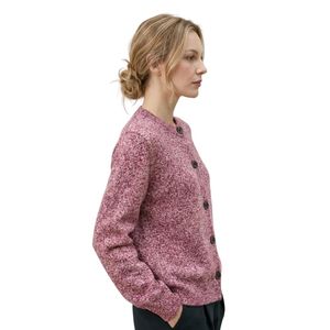 Cárdigan de punto rosa polvoriento para mujer, con botones frontales, cuello redondo, manga larga, suave, cómodo, informal, a la moda, fabricante personalizado - Product Image 2