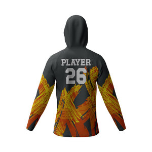 Custom Sublimated Geometric Print Basketball Practice Hooded Shooter <b>Shirts</b> Moisture Wicking Fitted Athletic OEM ODM Apparel - Product Image 3