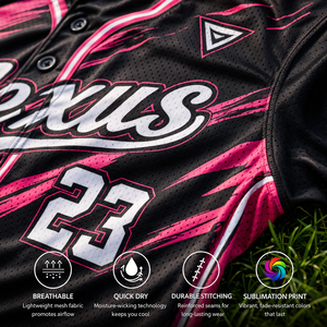 เสื้อเบสบอลทีมแบบกำหนดเองสำหรับโรงเรียน ไซส์ใหญ่พิเศษ แห้งเร็ว ระบายอากาศได้ดี ผ้าโพลีเอสเตอร์ 100% พิมพ์ลายชื่อและหมายเลขผู้เล่น - Product Image 3