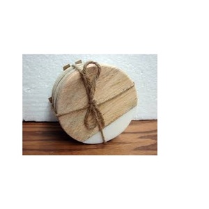 Sous-verre de tasse à thé en marbre et bois tapis de verre à jus carré caboteur en pierre blanche décor à la maison sous-verres haute vente - Product Image 6