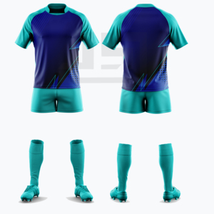 Uniforme d'équipe de rugby professionnel, écologique, coupe-vent, imprimé, col en V, maillot léger et short conçus pour les matchs de ligue - Product Image 5