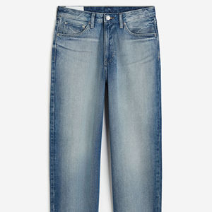 Jean large vintage délavé pour homme en denim mi-lourd, coupe décontractée, respirant, avec logo tissé sur le devant, idéal pour l'hiver - Product Image 5