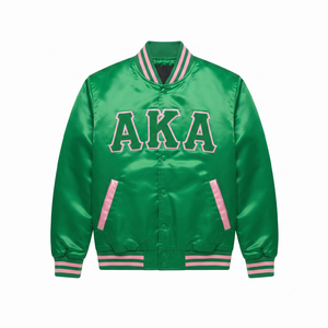 Chaqueta vintage personalizada para mujer, estilo hermandad griega, verde, bordada, corta - Product Image 1