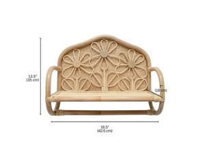 Étagère murale en rotin naturel avec motif floral tissé à la main, barre de suspension et design décoratif pour chambre d'enfant, usage domestique - Product Image 2