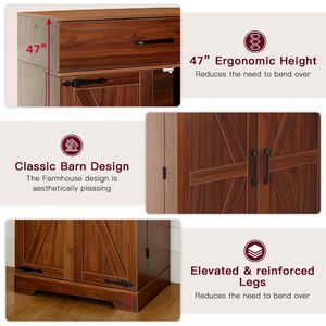 Armoire de cuisine moderne de style farmhouse, 47 pouces, en métal et bois, avec étagères en MDF - Product Image 5