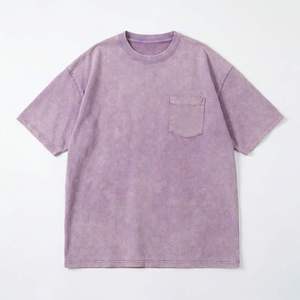 T-shirt en coton épais délavé à l'acide personnalisé, vente en gros, OEM, streetwear, avec poche - Product Image 2