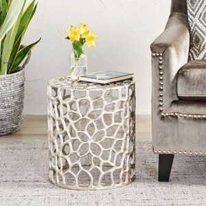 Unique Metal Side <b>Table</b> Black Finish Artistic Furniture Luxury Accent End <b>Table</b> Contemporary Living Room <b>D</b>écor - Product Image 2