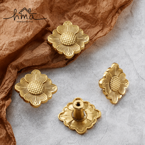 Poignée de tiroir décorative florale en alliage de zinc brossé en forme de T, bouton de meuble tournesol, pour armoire et commode - Product Image 1