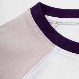 Women Color Block Crop <b>Top</b> <b>Raglan</b> Sleeve Crew Neck Knitted Casual T-Shirt Spring Summer Short Sleeve Regular Fit - Product Image 5