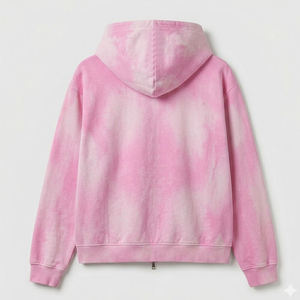 Unisex Pink Cotton Tracksuit Full <b>Zip</b> <b>Hooded</b> Loose Fit Solid Color Casual Wear Adult Spring Style - Product Image 3