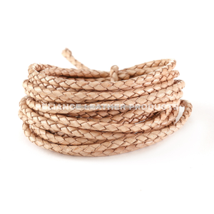 3mm Natural Bolo <b>Braided</b> Leather Cord Gold Silver Copper Finish for Fashion Jewelry Necklace Bracelet <b>Accessories</b> - Product Image 6