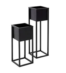 Maceta metálica minimalista para plantas de interior con superficie blanca y soporte para exhibiciones decorativas frescas en interiores modernos - Product Image 4