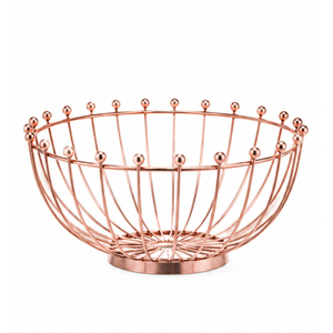 Corbeille à fruits moderne en fil métallique or rose, décorative pour comptoir, bol de rangement pour légumes, panier alimentaire de luxe en fil de fer plaqué cuivre - Product Image 4