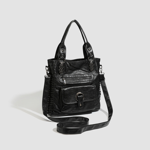 Sac fourre-tout vintage en cuir PU grande capacité personnalisé pour femme, sac à main multi-positions avec bandoulière pour le travail et les trajets quotidiens - Product Image 3