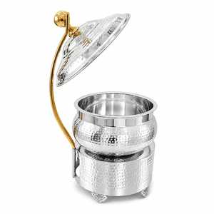 Casserole en acier inoxydable martelé avec couvercle et base, ustensile de cuisine robuste, compatible lave-vaisselle, écologique - Product Image 2