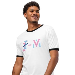 T-shirt unisexe blanc à col rond avec bordure contrastante, décontracté, pour tous les jours, doux, confortable, style rétro, tendance - Product Image 2