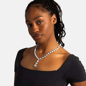 Luxury 925 Silver Brilliant Cut Hip Hop <b>Statement</b> <b>Necklace</b> Rhodium Plated Tennis Chain Unisex Party Jewelry - Product Image 2