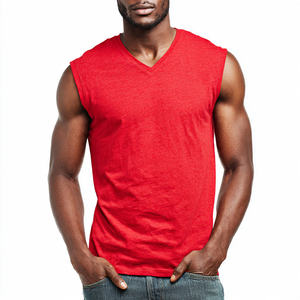 Chaleco sin mangas de punto 100% algodón con cuello en V para hombre, ropa deportiva, chaleco sin mangas para hombre, camiseta ajustada para fitness y musculación para hombre - Product Image 5