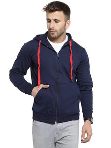 Custom Mens Zip <b>Up</b> Hoodie Streetwear Wholesale Blank Hooded Sweatshirt Cotton Fleece Two Tone Drawstring Cardigan Jacket - Product Image 5