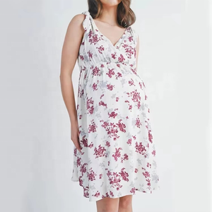 Vestidos de Maternidad Elegantes con Estampado Personalizado, Manga Corta, Verano, Estampado Floral, con Cierre, Ropa de Lactancia - Product Image 2