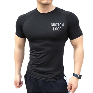 Custom Logo Men's Slim Fit Raglan Sleeve <b>Athletic</b> T-Shirt - Breathable Navy Blue Polyester Sportswear for Gym & Fitness Training - Product Image 2
