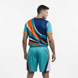 Ensemble d'uniformes de football à design évasé, imprimé par sublimation, respirant, séchage rapide, nom d'équipe personnalisé, services OEM, prix de vente direct usine - Product Image 6