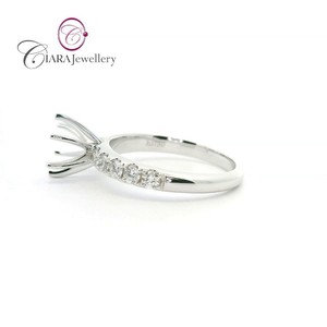 18K AU750 ELEGANTE CLÁSICO ORO BLANCO DIAMANTE NATURAL 1.5CT 6 PRONG FORMA REDONDA MONTAJE DE ANILLO - Product Image 2