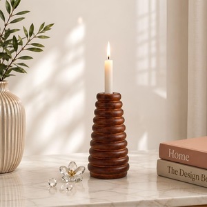 Portavelas Decorativos de Madera Natural, Hechos a Mano, Rústicos, para Velas de Té, Centro de Mesa, Decoración del Hogar, Religiosos, Navideños - Product Image 1