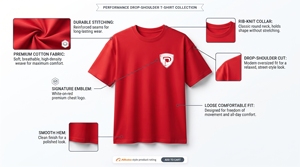 เสื้อยืดคอกลมแขนสั้นสีแดงทรงปกติสำหรับผู้ชาย ผ้าเจอร์ซีย์ถัก 100% ผ้าฝ้าย สีพื้น น้ำหนัก 180 กรัม ป้องกันขนร่วง ระบายอากาศได้ดี - Product Image 5