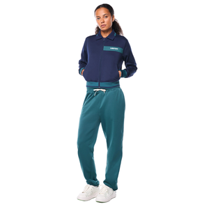 Women Full Zip Turn <b>Down</b> Collar Tracksuit With Drawstring <b>Trousers</b> Contrast Panel Pockets Relaxed Wholesale Custom Two Piece Set - Product Image 1