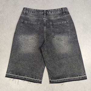 Pantalones Cortos Vaqueros Personalizados 100% Algodón para Hombre, Estilo Urbano, Holgados, Vintage, Lavados, con Pedrería - Product Image 2