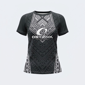 Camiseta de Secado Rápido para Mujer con Diseño Tribal, Talla y Color Personalizados, Tejido de Punto, Colores Sólidos, Manga Corta, Cuello Redondo Ligero - Product Image 1