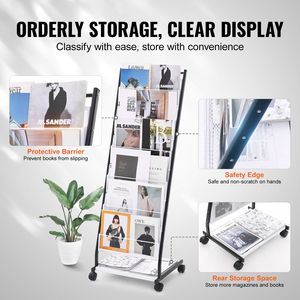 Espositore per Riviste a 6 Ripiani, Porta Brochure, Giornali e Cataloghi, Espositore Mobile Versatile per Materiale Pubblicitario - Product Image 4