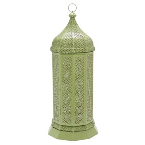 Farol de vela hecho a mano estilo marroquí de metal y vidrio, portavelas de hierro dorado, lámpara colgante para decoración de Ramadán, mejor precio. - Product Image 2