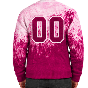 Coral Red and White Gradient <b>Men</b> <b>Sweater</b> Crew <b>Neck</b> Long Sleeve Knitted Pullover Customized Casual Streetwear Winter Fashion - Product Image 2