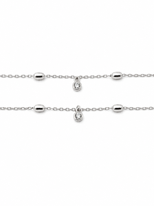 Namivaa 925 Sterling Silver Geometric Bezel Set Minimalist Dangle CZ <b>Anklet</b> Women High Polish Adjustable Chain Wedding Party - Product Image 3